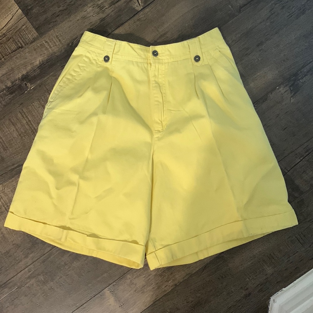 Bright yellow high waisted shorts